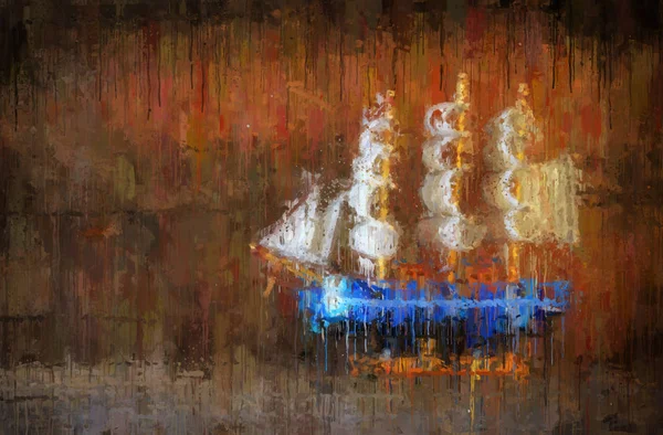 Abstracte achtergrond van boot olieverfschilderij stijl foto. — Stockfoto