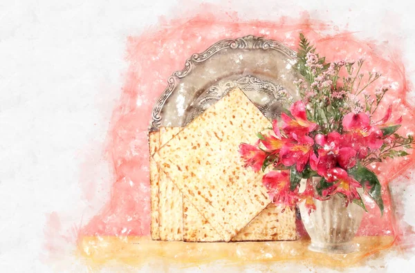 Watercolor style and abstract image of Pesah celebration concept (jewish Passover holiday). — Stock Photo, Image