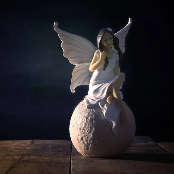 Image of magical little fairy sitting over the stone. — Stock Photo, Image