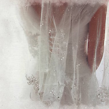 w ile güzel gelin suluboya stil soyut gösteren resim