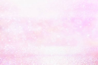 Glitter vintage ışıklar arka plan. pembe ve gümüş. de-odaklı.