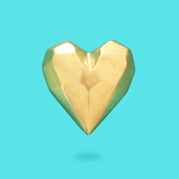 Minimal concept. Golden heart over colorful background. — Stock Photo, Image