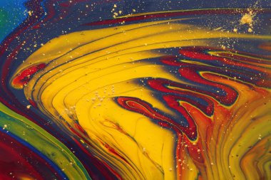 Soyut mermer efekt arka planının sanat fotoğrafçılığı. kırmızı, altın, sarı, mavi ve yeşil yaratıcı renkler. Güzel boya..