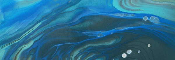 Fotografia de arte de fundo efeito marbleized abstrato. azul, turquesa e preto cores criativas. Pintura bonita — Fotografia de Stock