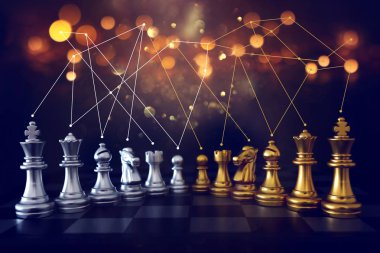 Satranç görüntüsü. İş, rekabet, strateji, liderlik ve başarı kavramı