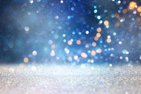 Abstract glitter silver and blue lights background. de-focused — Stock Photo, Image