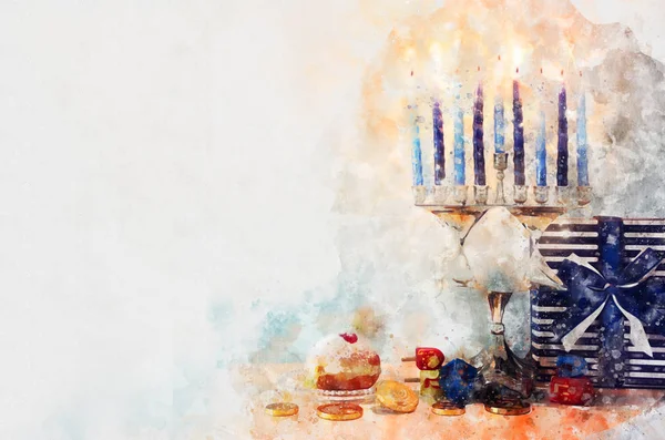 Vallási kép zsidó ünnep Hanuka menóra (traditio — Stock Fotó