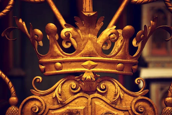 vintage ornament element of crown, antique gold floral designs