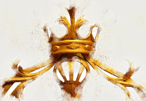 Акварельный стиль иллюстрации винтажного элемента короны украшения — стоковое фото