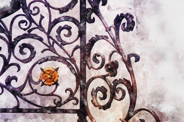 Ακουαρέλα στυλ εικονογράφηση των στοιχείων χρυσό vintage στολίδι, αντίκες floral σχέδια — Φωτογραφία Αρχείου