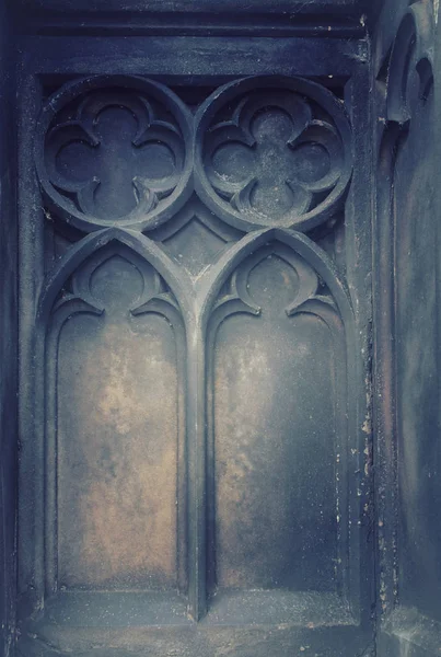 Gothic and haunted part of the window made from stone — Stock Photo, Image