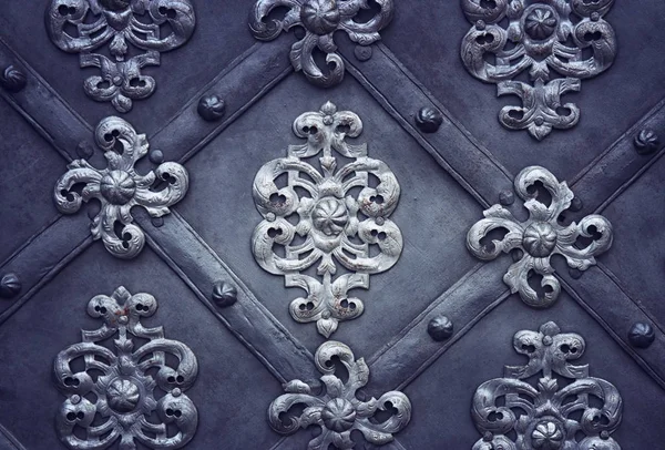 Background of old grunge, medieval metal texture. part of antique old door — Stock Photo, Image