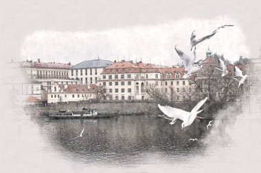 Prag kentsel görüşünün soyut mimari taslak biçimi