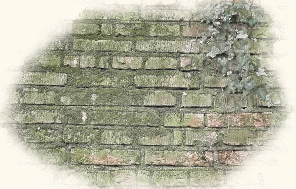 Abstract architecture sketch style image of old brick wall — Stock Photo, Image