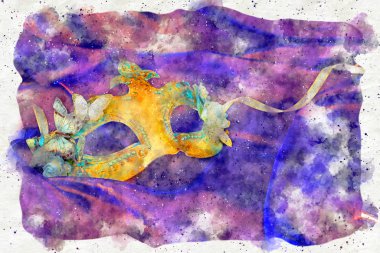 suluboya stil ve zarif Venedik, mardi gras maskesi soyut resim