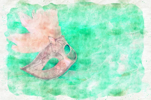 水彩風とエレガントなヴェネチアン ・ マルディグラ マスクの抽象的なイメージ — ストック写真