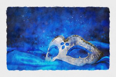 suluboya stil ve zarif Venedik, mardi gras maskesi soyut resim