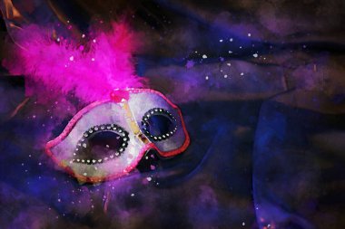 suluboya stil ve zarif Venedik, mardi gras maskesi soyut resim