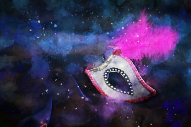 suluboya stil ve zarif Venedik, mardi gras maskesi soyut resim