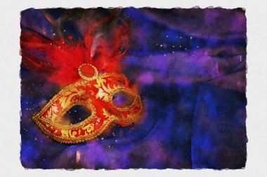 suluboya stil ve zarif Venedik, mardi gras maskesi soyut resim