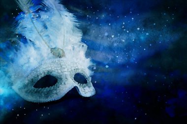 suluboya stil ve zarif Venedik, mardi gras maskesi soyut resim