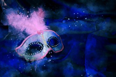 suluboya stil ve zarif Venedik, mardi gras maskesi soyut resim
