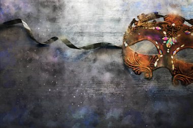 suluboya stil ve zarif Venedik, mardi gras maskesi soyut resim