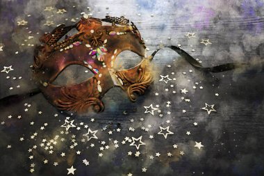 suluboya stil ve zarif Venedik, mardi gras maskesi soyut resim