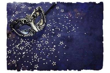 suluboya stil ve zarif Venedik, mardi gras maskesi soyut resim