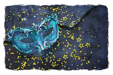 suluboya stil ve zarif Venedik, mardi gras maskesi soyut resim