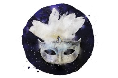 suluboya stili ve zarif ve zarif Venedik maskesinin soyut görüntüsü