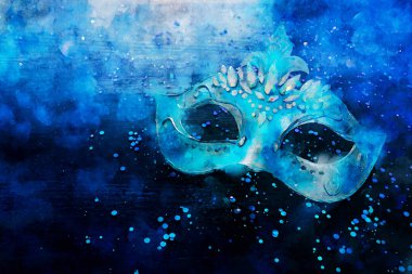 suluboya stil ve zarif Venedik, mardi gras maskesi soyut resim
