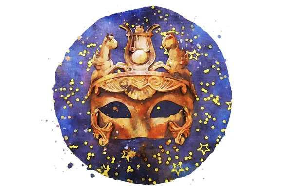 suluboya stili ve zarif ve zarif Yunan veya Roma Venedik maskesinin soyut görüntüsü