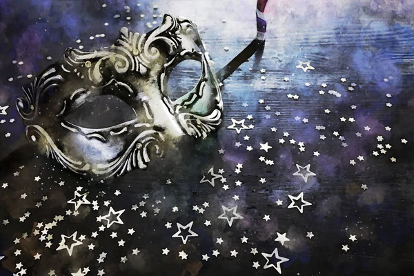 suluboya stil ve zarif Venedik, mardi gras maskesi soyut resim