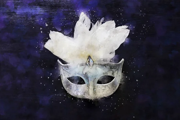 Aquarel stijl en abstracte beeld van elegante Venetiaanse, mardi gras mask — Stockfoto