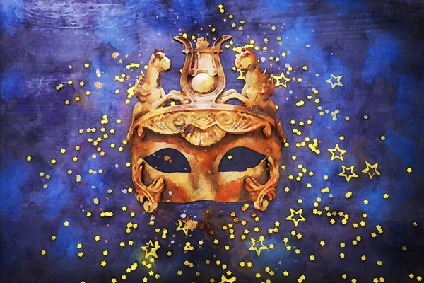 suluboya stili ve zarif ve zarif Yunan veya Roma Venedik maskesinin soyut görüntüsü