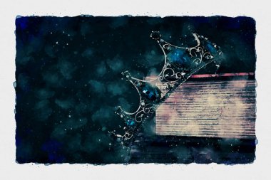 Sulu Boya tarzı ve güzel Kraliçe/kral taç soyut resim. fantezi Ortaçağ dönemi