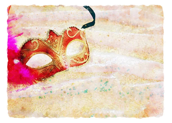 Estilo aquarela e imagem abstrata de venetian elegante, máscara de mardi gras — Fotografia de Stock