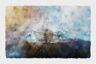 Sulu Boya tarzı ve güzel Kraliçe/kral taç soyut resim. fantezi Ortaçağ dönemi