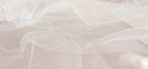 Klasik Beyaz Tül Şifon Dokusu Arka Planı Düğün Kavramı — Stok fotoğraf
