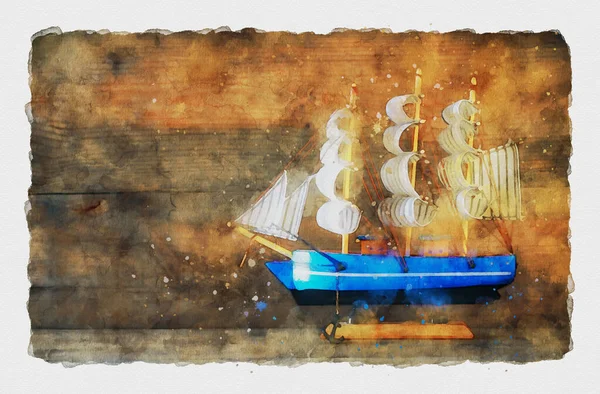 Abstract Watercolor Style Image Nautical Concept Old Boat — Stock Photo, Image