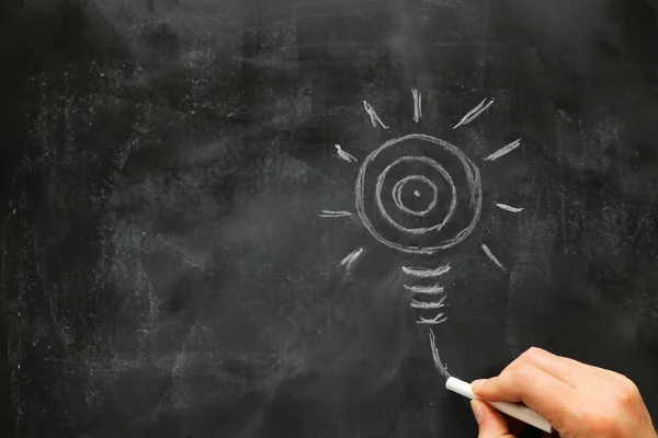 Education Concept Image Creative Idea Innovation Light Bulb Metaphor Blackboard — Stock Photo, Image