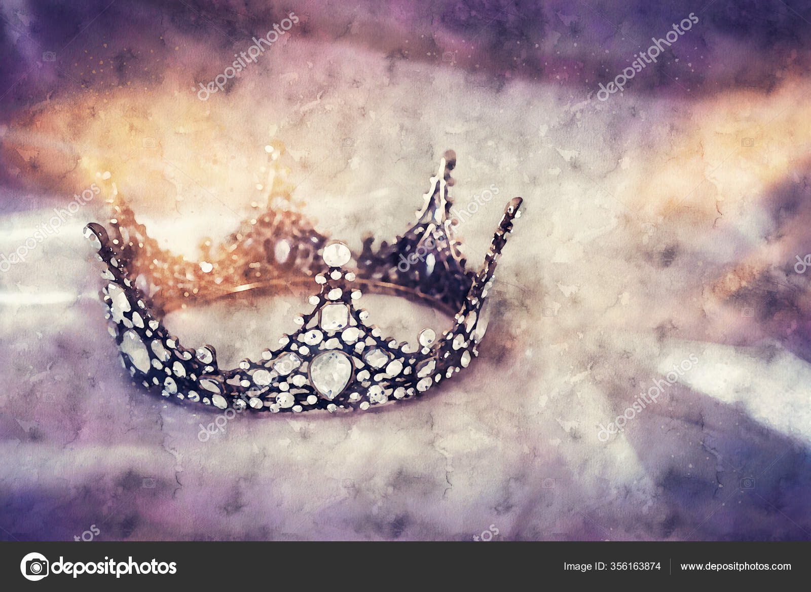 Watercolor Style Abstract Image Beautiful Queen King Crown Fantasy Medieval  Stock Photo by ©tomert 356163874