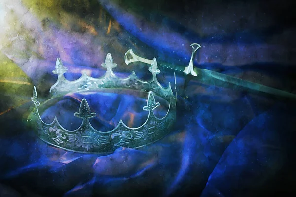 Akvarell Stílus Kép Gyönyörű Dáma Király Korona Fantázia Középkori Időszak — Stock Fotó