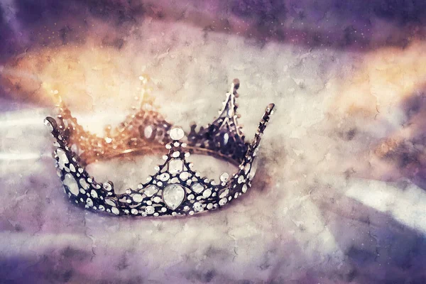 Estilo Acuarela Imagen Abstracta Hermosa Reina Corona Rey Fantasía Período —  Fotos de Stock