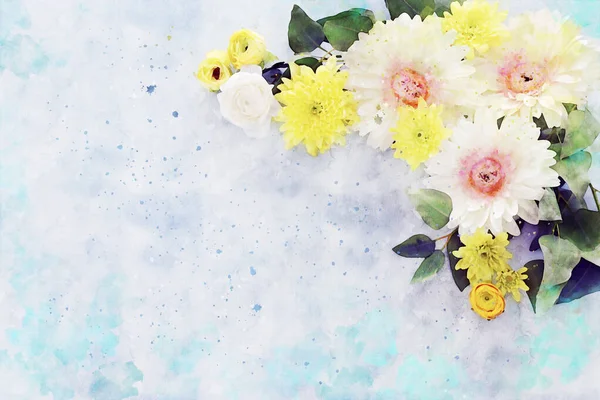 Aquarel Stijl Illustratie Van Pastel Bloemen — Stockfoto