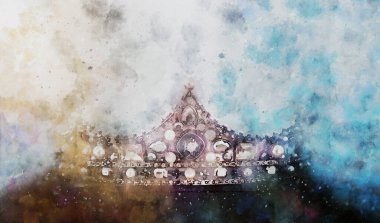 Sulu Boya tarzı ve güzel Kraliçe/kral taç soyut resim. fantezi Ortaçağ dönemi