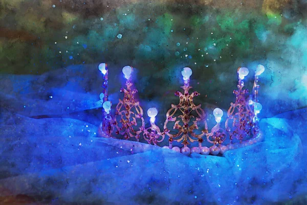 Akvarell Stil Och Abstrakt Bild Vackra Queen King Crown Fantasy — Stockfoto