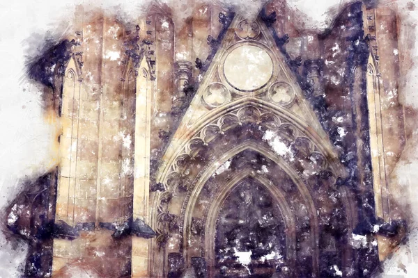 Buiten Uitzicht Kathedraal Van Praag — Stockfoto