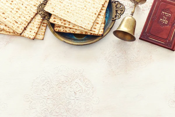 Pesah Celebration Concept Jewish Passover Holiday Traditional Book Text Hebrew — Stock Photo, Image